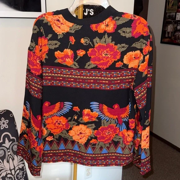 Rachel Zoe Black Blouse with Vibrant Embroidery - Picture 5 of 7